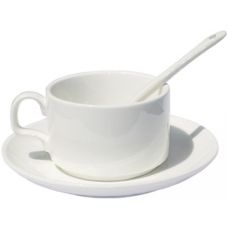 Кофейный комплект: чашка, блюдце, ложка, белый