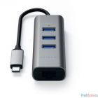 USB-хаб Satechi Type-C 2-in-1 USB 3.0 Aluminum 3 Port Hub and Ethernet Port. Интерфейс Type-C. Цвет серый космос.[ST-TC2N1USB31AM]