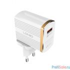 LDNIO LD_B4366 A1302Q/ Сетевое ЗУ + Кабель Lightning/ QC 3.0/ 1 USB Auto-ID/ Выход: 5V_9V_12V, 18W/ White&Gold