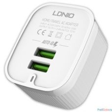 LDNIO LD_B4399 A201/ Сетевое ЗУ + Кабель Micro/ 2 USB Auto-ID/ Выход: 12W/ White