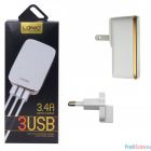 LDNIO LD_B4390 A3304/ Сетевое ЗУ/ 3 USB Auto-ID/ Выход: 3.4A, max 17W/ White&Gold