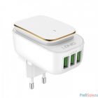 LDNIO LD_B4376 A3305/ Сетевое ЗУ + Led светил. 2.4W + Кабель Type-C/ 3 USB Auto-ID/ Выход: 17W/ White&Gold