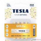 Tesla GOLD AAA+4ks GOLD Alkaline baterie AAA (LR03, минипальчиковая, блистер) блистер 4 шт)