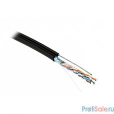 Hyperline FUTP4-C5E-S24-2SW-OUT-PE-BK-500 (500 м) кабель витая пара F/UTP, кат.5e, 4 пары(24AWG),одножил.(solid),экран-фольга,с усил.металл.тросом, внешний, PE, -40°C-+50°C, черный - гарантия: 15 лет 