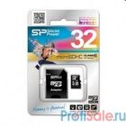 Micro SecureDigital 32Gb Silicon Power SP032GBSTH010V10-SP {MicroSDHC Class 10, SD adapter}