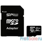 Micro SecureDigital 64Gb Silicon Power SP064GBSTXBU1V10SP {MicroSDXC Class 10 UHS-I, SD adapter}