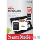 SanDisk Ultra microSDXC 128GB + SD Adapter 100MB/s Class 10 UHS-I - SDSQUNR-128G-GN6TA
