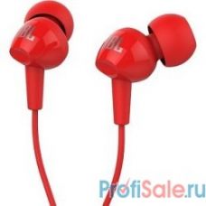 JBL C100SIURED наушники вкладыши, проводные Mini jack 3.5 mm, красный