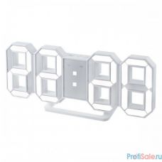 Perfeo LED часы-будильник "LUMINOUS", белый корпус / белая подсветка (PF-663) 