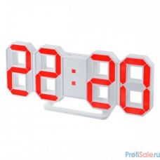 Perfeo LED часы-будильник "LUMINOUS", белый корпус / красная подсветка (PF-663) 