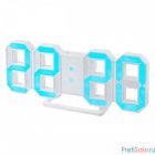 Perfeo LED часы-будильник "LUMINOUS", белый корпус / синяя подсветка (PF-663)
