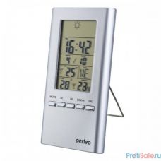 Perfeo Часы-метеостанция "Meteo", серебряный,(PF-S3331F) время, темп., датчик ул. темп., влажность 