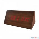 Perfeo LED часы-будильник "Pyramid", коричневый / красная (PF-S710T) время, температура