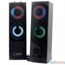 CBR CMS 514L Black, Акустическая система 2.0, питание USB, 2х3 Вт (6 Вт RMS), пластик, RGB-подсветка, конструкция-транформер, 3.5 мм лин. стереовход, регул. громк., длина кабеля 1,3 м, цвет чёрный