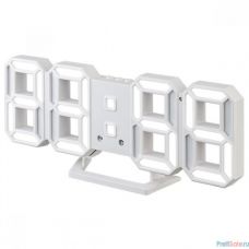 Perfeo LED часы-будильник "LUMINOUS 2", белый корпус / белая подсветка (PF-6111)