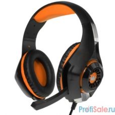 CROWN CMGH-101T Black&orang (Подключение jack 3.5мм 4pin+ адаптер 2*jack spk+mic,Частотныи? диапазон: 20Гц-20,000 Гц ,Кабель 2.1м,Размер D 250мм, регулировка громкости, микрофон на ножке)