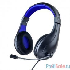 Perfeo игровая гарнитура LINK POWER черная с синим 2,0 м, разъем 2 x 3,5 мм (3 pin) + переходник