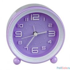 Perfeo Quartz часы-будильник "PF-TC-007", круглые диам. 10,5 см, фиолетовые