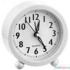 Perfeo Quartz часы-будильник "PF-TC-020", круглые диам. 10 см, белые