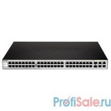 D-Link DES-1210-52/C1A Настраиваемый коммутатор WebSmart с 48 портами 10/100Base-TX, 2 портами 10/100/1000Base-T, 2 комбо-портами 100/1000Base-T/SFP