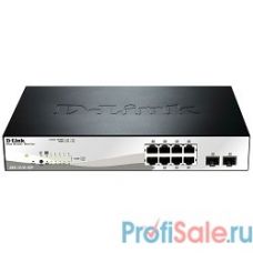 D-Link DGS-1210-10P/F1A Настраиваемый коммутатор Web Smart с 8 портами 10/100/1000Base-T с поддержкой PoE и 2 портами 1000Base-X SFP