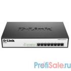 D-Link DES-1008P+/A1A Неуправляемый коммутатор с 8 портами 10/100Base-TX с поддержкой PoE 802.3af/802.3at (30 Вт), PoE-бюджет 140 Вт