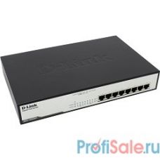 D-Link DGS-1008MP/B1A Неуправляемый коммутатор с 8 портами 10/100/1000Base-T с поддержкой PoE 802.3af/802.3at (30 Вт, PoE бюджет 140 Вт) и функцией энергосбережения