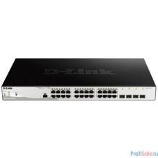 D-Link DGS-1210-28MP/ME/B1A PROJ Управляемый коммутатор 2 уровня с 24 портами 10/100/1000Base-T и 4 портами 1000Base-X SFP (24 порта с поддержкой PoE 802.3af/802.3at (30 Вт), PoE-бюджет 370 Вт)