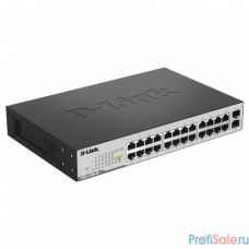 D-Link DGS-1100-26MP/C1A Настраиваемый коммутатор EasySmart с 24 портами 10/100/1000Base-T и 2 комбо-портами 100/1000Base-T/SFP (24 порта с поддержкой PoE 802.3af/802.3at (30 Вт), PoE-бюджет 370 Вт)