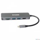 D-Link DUB-2327/A1A Док-станция с разъемом USB Type-C, 2 портами USB 3.0, 1 портом USB Type-C/PD 3.0, 1 портом HDMI и слотами для карт SD и microSD 