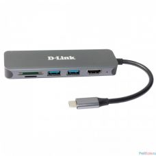 D-Link DUB-2327/A1A Док-станция с разъемом USB Type-C, 2 портами USB 3.0, 1 портом USB Type-C/PD 3.0, 1 портом HDMI и слотами для карт SD и microSD 