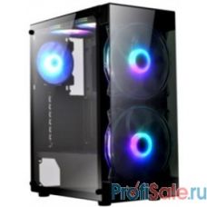 Exegate EX289022RUS Корпус Miditower ExeGate i3 MATRIX (ATX, без БП, 2*USB+1*USB3.0, HD аудио, черный, 2 вент. 18см с RGB подсветкой, пылевые фильтры, передняя и боковая панели - закаленное стекло)