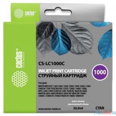 Картридж струйный Cactus CS-LC1000C голубой для Brother DCP 130C/330С/MFC-240C/5460CN (20мл)