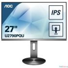 LCD AOC 27" U2790PQU Gray с поворотом экрана {4K, IPS, 3840x2160, 5 ms, 178°/178°, 350 cd/m, 50M:1, +HDMI 1.4, +HDMI 2.0, +DisplayPort 1.2, +2xUSB 3.0, +MM}