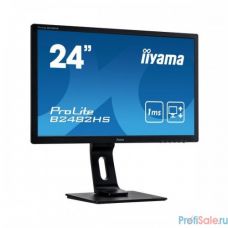 IIYAMA 24'' B2482HS-B1 {16:9 1920х1080(FHD) TN, nonGLARE, 250cd/m2, H170°/V160°, 1000:1, 80M:1, 1ms, VGA, DVI, HDMI, Height adj, Pivot, Tilt, Swivel, 3Y, Black}