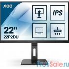 LCD AOC 21.5'' 22P2DU Черный {IPS 1920х1080 75Hz 250cd 8bit 178/178 1000:1 4ms D-Sub DVI HDMI1.4 AudioOut 2x2W 4xUSB3.2 FlickerFree Pivot Tilt Swivel VESA}