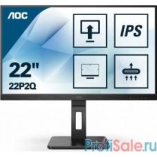 LCD AOC 21.5" 22P2Q Black с поворотом экрана {IPS, 1920x1080, 75Hz, 4 ms, 178°/178°, 250 cd/m, 50M:1, +DVI, +HDMI, +2xDisplayPort 1.2, +4xUSB 3.2, +MM}