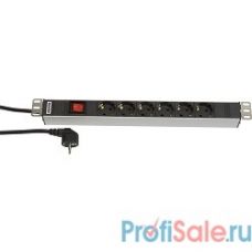 Hyperline SHT19-6SH-S-2.5EU Блок евророзеток для 19" шкафов, горизонтальный, 6 розеток, 16 A,