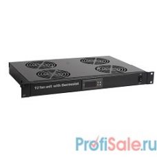 Hyperline TRFA-MICR-4F-RAL9004 Модуль вентиляторный 19", 1U, глубиной 290мм, с термостатом и 4-я вентиляторами, цвет черный (RAL 9004)