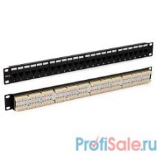 Hyperline PP3-19-24-8P8C-C6-110D Патч-панель 19", 1U, 24 порта RJ-45, категория 6, Dual IDC, ROHS, цвет черный (задний кабельный организатор в комплекте)