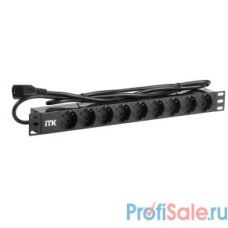 ITK PH22-9D2 PDU 9 розеток нем. ст, 1U, шнур 2м вилка С14 ал.проф