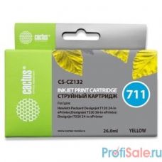 Cactus CZ132A  Картридж № 711  (CS-CZ132)  для HP Designjet T120/520, жёлтый, с чипом