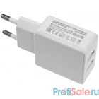 GINZZU GA-3311UW, СЗУ 5В/3.1A, 2USB порта, белый