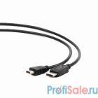 Кабель DisplayPort-HDMI Gembird/Cablexpert  1м, 20M/19M, черный, экран, пакет(CC-DP-HDMI-1M)