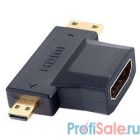 PERFEO Переходник HDMI A розетка - HDMI D (micro HDMI) вилка + HDMI C (mini HDMI) вилка (A7006)