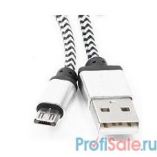 Gembird Кабель USB 2.0 Cablexpert CC-mUSB2sr1m, AM/microBM 5P, 1м, нейлоновая оплетка, алюминиевые разъемы, серебристый, пакет