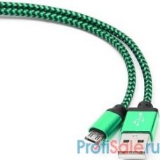 Gembird Кабель USB 2.0 Cablexpert CC-mUSB2gn1m, AM/microBM 5P, 1м, нейлоновая оплетка, алюминиевые разъемы, зеленый, пакет