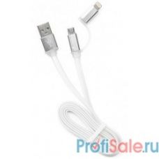 Gembird Кабель USB 2.0 Cablexpert CC-mAPUSB2w1m, AM/microBM 5P - iPhone lightning, 1м, комбо кабель, алюминиевые разъемы, белый, блистер