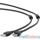 Cablexpert Кабель удлинитель USB2.0 Pro CCF2-USB2-AMAF-6, AM/AF, 1.8м, экран, 2феррит.кольца, черный, пакет