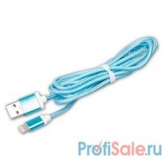 RITMIX Кабель Lightning 8pin-USB для синхронизации/зарядки, 1.5м, ткан. опл., мет. коннекторы blue (RCC-321)